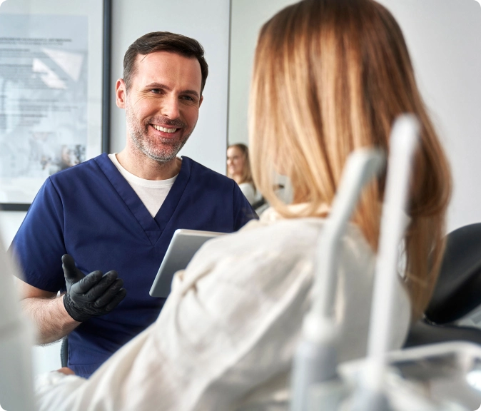 Dentist and patient clinic