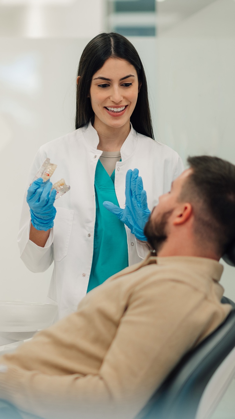 Dentist explaining concept patient