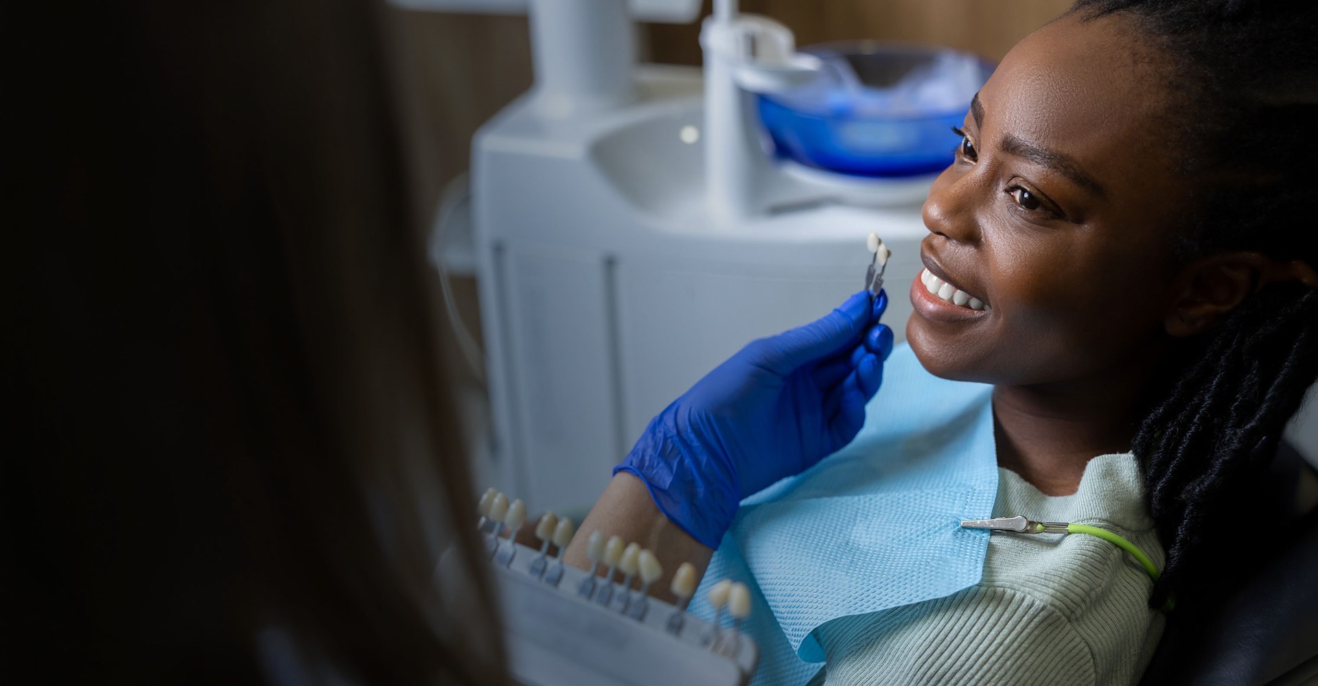 Woman dental appointment smiling