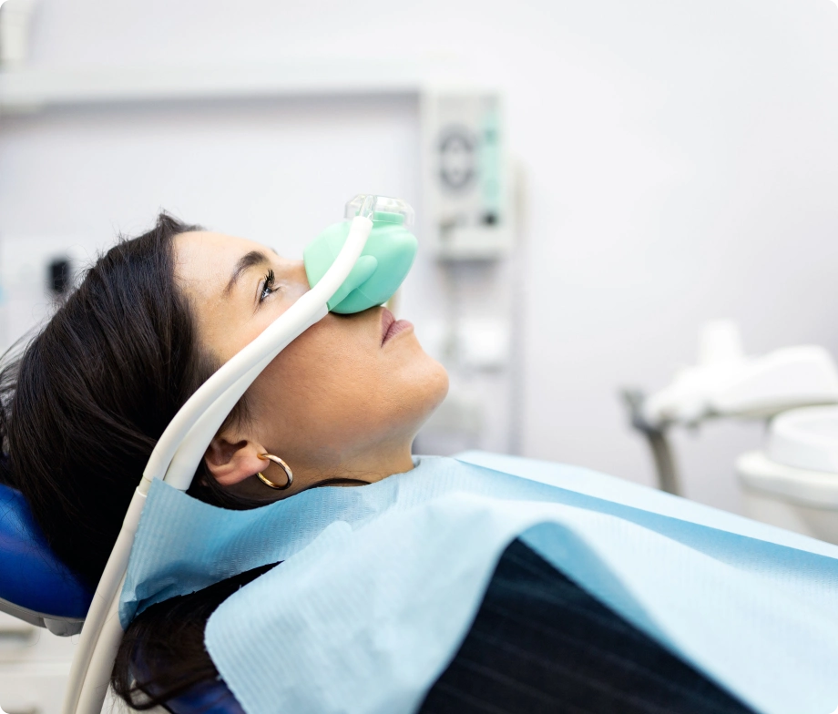 Woman wearing mask dental clinic