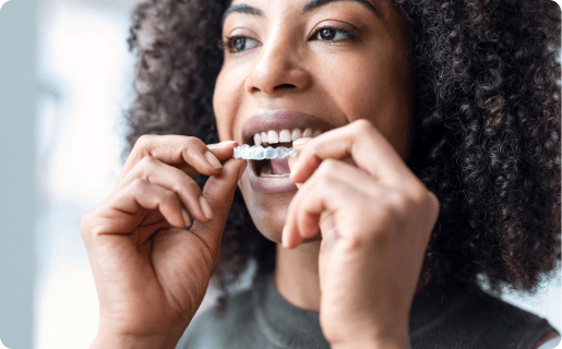 Woman wearing protection teeth