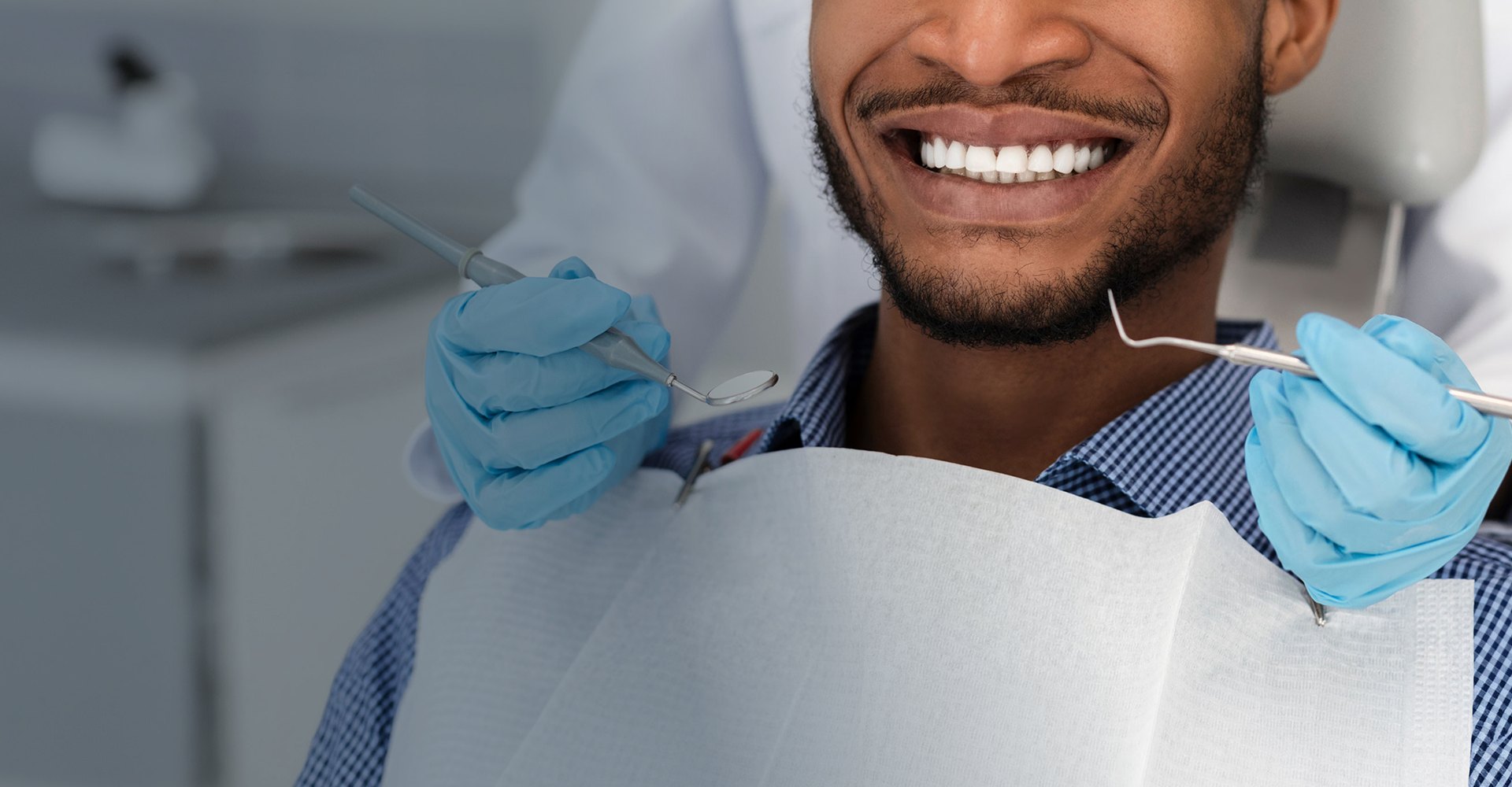 Young man treatment dentist